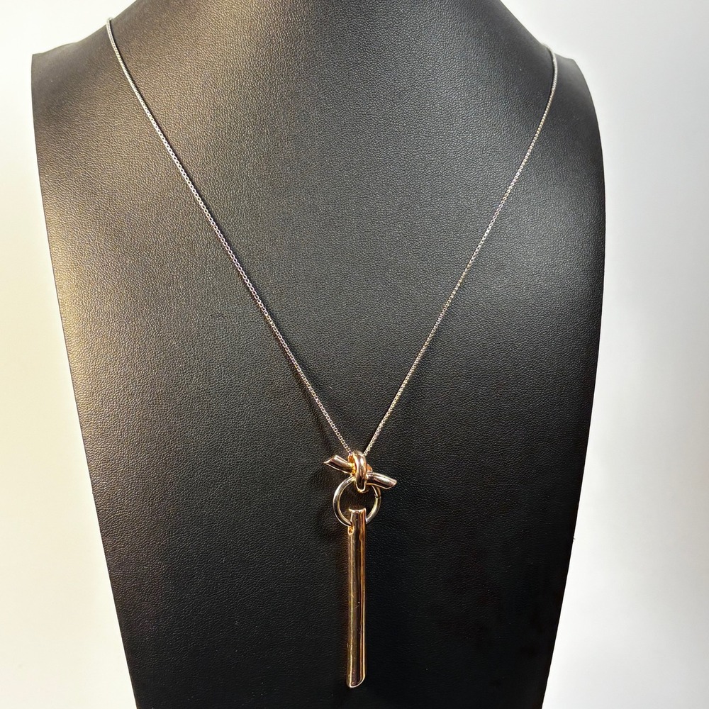 Kenneth Cole New York Rose Gold Tone Love‎ Knot Bar Pendant Necklace